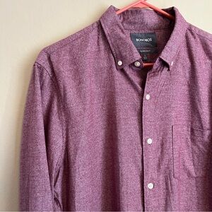 Bonobos | Tailored Slim Fit Button Down Shirt | Heathered Plum | Size L
